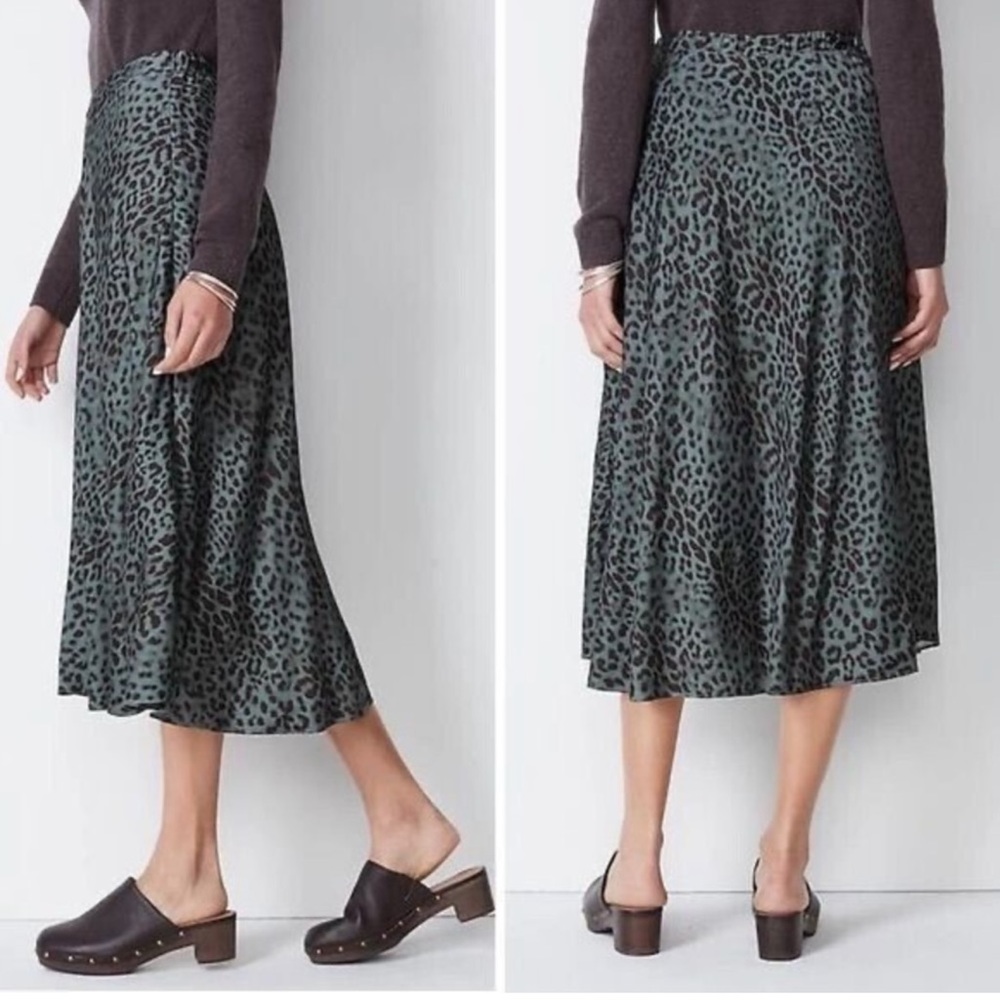 J. Jill “The Storm Cloud Large Majestic‎ Leopard” A-line Midi Skirt Size SP